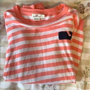 Vineyard Vines L pink and white striped sweater